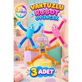 YUPULU Vantuzlu Robot Oyuncak Eğitici Teloskobik Turuncu, Pembe ve Mavi Renk 3 Adet Uzayan Vantuzlu Yapışan Vakumlu