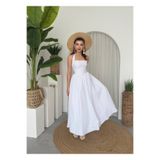 YURELİ Korsaj Detaylı Halter Yaka Prenses Poplin Maxi Elbise