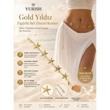 Yurish Kadın Gold Yıldız Figürlü Bel Zinciri Kemer - Elbise Pantolon ve Etek Uyumlu Şık Aksesuar - Altın
