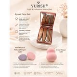 Yurish Profesyonel Makayaj Set'i / Aynalı Fırça Set'i & Mini Parmak Makyaj Süngeri & Armut Sünger Set'i - Çok Renkli