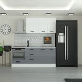 Yurkan 200 cm Mutfak Dolabı Mdf Kapak Modern Tasarım Gri 3 Çekmeceli Tezgah Dahil