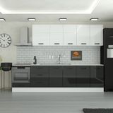 Yurkan 295 cm Modern Mutfak Dolabı Mdf Kapak Siyah Tezgah Dahil 3 Çekmeceli Fonksiyonel Tasarım
