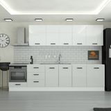 Yurkan 310 cm Modern Mutfak Dolabı MDF Kapak Gümüş Renk 11 Parça Yüksek Kalite Depolama YRKN310 100