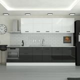 Yurkan 310 cm Modern Mutfak Dolabı MDF Kapak Siyah Tezgah Dahil 11 Parça Fonksiyonel Tasarım