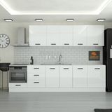 Yurkan 315 cm Mutfak Dolabı MDF Kapak Tezgah Dahil Modern Tasarım 3 Çekmeceli Beyaz