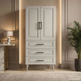 Yurkan Ascona Çok Amaçlı Dolap 60 cm 2 Kapak 3 Çekmece Lake Ipek Grisi Ral 7044 - Çok Amaçlı Raflı Dolap