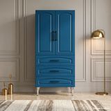 Yurkan Bellagio Çok Amaçlı Dolap 60 cm 2 Kapak 3 Çekmece Lake Centiyane Mavisi - Çok Amaçlı Raflı Dolap - Yeşil