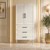 Yurkan Cernobbio Çok Amaçlı Dolap 60 cm 2 Kapak 3 Çekmece Lake Saf Beyaz Ral 9010 - Çok Amaçlı Erzak Dolabı - Yeşil
