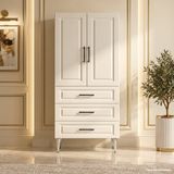 Yurkan Como Çok Amaçlı Dolap 60 cm 2 Kapak 3 Çekmece Lake Saf Beyaz Ral 9010 - Çok Amaçlı Mutfak Dolabı - Bej