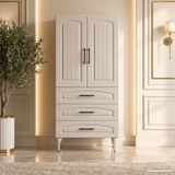 Yurkan Gordes Çok Amaçlı Dolap 60 cm 2 Kapak 3 Çekmece Soft Ipek Gri - Çok Amaçlı Banyo Dolabı - Bej