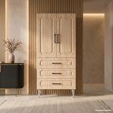 Yurkan Kitzbühel Çok Amaçlı Dolap 60 cm 2 Kapak 3 Çekmece Çamlıca Ladin - Çok Amaçlı Banyo Dolabı - Bej