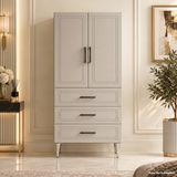 Yurkan Küçüksu Çok Amaçlı Dolap 60 cm 2 Kapak 3 Çekmece Soft Açık Gri - Çok Amaçlı Banyo Dolabı - Bej