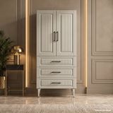 Yurkan Lausanne Çok Amaçlı Dolap 60 cm 2 Kapak 3 Çekmece Lake Ipek Grisi Ral 7044 - Çok Amaçlı Kiler Dolabı