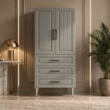 Yurkan Locarno Çok Amaçlı Dolap 60 cm 2 Kapak 3 Çekmece Lake Gri Alüminyum - Çok Amaçlı Banyo Dolabı
