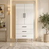 Yurkan Monaco Çok Amaçlı Dolap 60 cm 2 Kapak 3 Çekmece Parlak Beyaz - Çok Amaçlı Banyo Dolabı - Gri