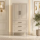 Yurkan Sirmione Çok Amaçlı Dolap 60 cm 2 Kapak 3 Çekmece Lake Cappuccino - Çok Amaçlı Kiler Dolabı - Bej