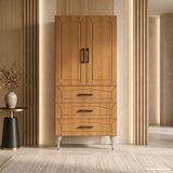 Yurkan Toscana Çok Amaçlı Dolap 60 cm 2 Kapak 3 Çekmece Açık Italyan Ceviz - Çok Amaçlı Banyo Dolabı - Beyaz