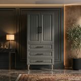 Yurkan Zürich Çok Amaçlı Dolap 60 cm 2 Kapak 3 Çekmece Lake Koyu Gri Ral 7043 - Çok Amaçlı Mutfak Dolabı