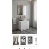 Yurkur Mobilya Beyaz Renkli Ayaklı Lavabo Dolabı 001 Sunta Malzeme ile Minimalist Stil ve 4 Raf Özelliği