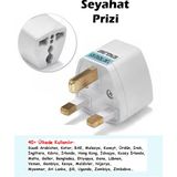 Yurtdışı Seyahat Adaptörü Priz Fiş 3 Pin/uçlu Topraklı G Tipi, 40+Ülkeyle Uyumludur - Beyaz