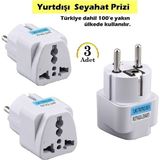 Yurtdışı Seyahat Prizi Universal Seyahat Adaptörü Priz Dönüştürücü Priz Çevirici (3 Adet) - Beyaz