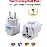 Yurtdışı Seyahat Prizi Universal Seyahat Adaptörü Priz Dönüştürücü Priz Çevirici (5 Adet) - Beyaz