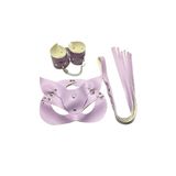 YurtMarketing 14T-Fantezi Aksesuarlar-YurtMarketing Fantezi Deri Seksi Lila Kedi Maske Kelepçe Kırbaç Seti (3 lü set) TG2 Lila