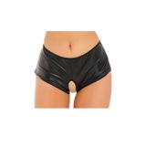 YurtMarketing 4T-Fantezi Tanga-Külot-String-YurtMarketing Fantezi Siyah Özel Bölgeleri Açık Parlak Külot TG270051 Siyah S