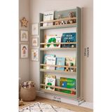 Yurudesign Blom 4 Raflı Montessori Çocuk Odası Kitaplığı Rafı 120x64x10cm Kayın Ahşap Çıta Ihlamur Yeşili-Kayın BL4-YK