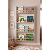 Yurudesign Blom 4 Raflı Montessori Çocuk Odası Kitaplığı Rafı 120x64x10cm Kayın Ahşap Çıta Kumsal-Kayın BL4-CK