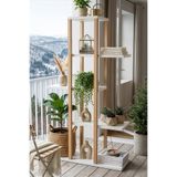 Yurudesign Blom Saksılık Saksı Standı Dekoratif Çiçeklik Rafı Ahşap Kayın İskelet 5 Raflı 106cm Beyaz BL1-WK