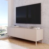 Yurudesign Coast Tv Ünitesi Sehpası 3 Kapaklı Ahşap Ayaklı 150CM Kumsal Co2-Co - Bej