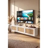 Yurudesign Dune Tv Ünitesi Sehpası Duvara Monte 3 Ahşap Jüt Kapaklı 180cm Beyaz-jüt Dn1-wj