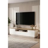 Yurudesign Future Tv Ünitesi Fr7-Aw Modern Tasarım Çam-Beyaz Suntalam 200 cm Yükseklik 328 cm Genişlik