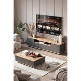 Yurudesign Future Tv Ünitesi Orta Sehpa 2'li Set Çam-antrasit Fr17-aa Gri