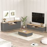 Yurudesign Future Tv Ünitesi Orta Sehpa Konsol 3'lü Set Çam-Antrasit FR18-AA - Kahverengi