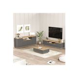 Yurudesign Future Tv Ünitesi Orta Sehpa Konsol 3'Lü Set Çam-Antrasit FR18-AA