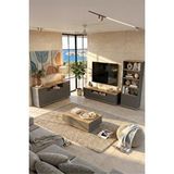 Yurudesign Future Tv Ünitesi Orta Sehpa Konsol Kitaplık 4'lü Set Çam-antrasit Fr19-aa Gri