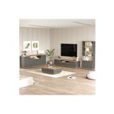 Yurudesign Future Tv Ünitesi Orta Sehpa Konsol Kitaplık 4'Lü Set Çam-Antrasit FR19-AA