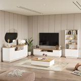Yurudesign Future Tv Ünitesi Orta Sehpa Konsol Kitaplık 4'lü Set Çam-Beyaz FR19-AW