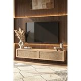 Yurudesign Future Tv Ünitesi Sehpası Duvara Monte Ahşap Jüt Kapaklı 180CM Sepet-Jüt Fr8-Sj - Kahverengi