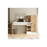 Yurudesign Laura Kitaplıklı Çalışma Masası, Çocuk Çalışma Masası Atlantik Çam Beyaz CT2-AW