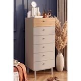Yurudesign Luke Şifonyer, 6 Çekmeceli, Ahşap Ayaklı, Bej