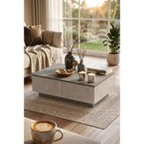 Yurudesign Luvio Orta Sehpa Beton-Taş Görünüm 150 cm Genişlik 90 cm Derinlik 31 cm LV17-GT