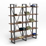 Yurudesign Marken E Ofis Kitaplık 5 Raflı Metal Ayaklı Barok