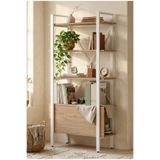 Yurudesign Molena Metal Kitaplık 5 Raflı 170cm Sepet-Beyaz MA4-SW