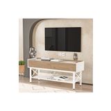 Yurudesign Molena Tv Ünitesi Sehpası Beyaz Metal Ayaklı 140cm Sepet-Beyaz MA1-SW