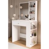 Yurudesign Monroe Makyaj Masası Çekmeceli Düzenleyici Raflı Beyaz MO1-W