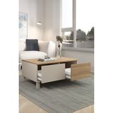 Yurudesign Mood Orta Sehpa Ahşap Ayaklı 2 Çekmeceli Kumsal-Sepet Md2-Cs - 90 x 60 - Bej