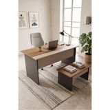 Yurudesign Motto Yönetici Ofis Takımı 147x77 cm 2 Parça Ofis Masası Sehpa Sepet-Kumsal-Antrasit MT5-CSA